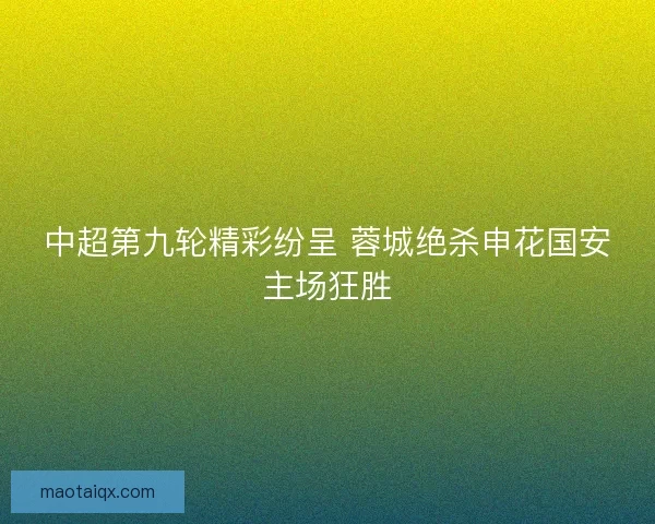 中超第九轮精彩纷呈 蓉城绝杀申花国安主场狂胜