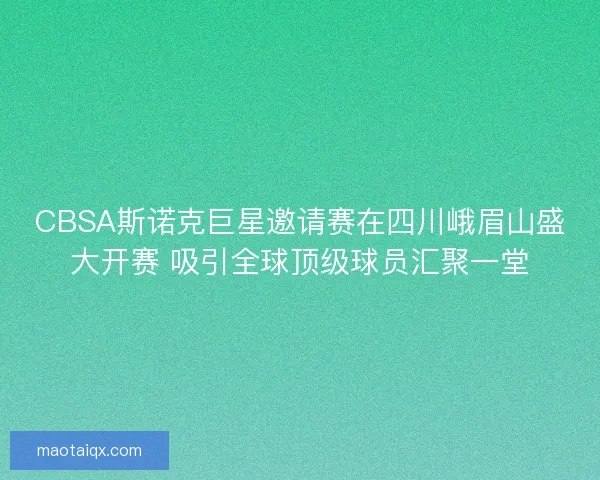 CBSA斯诺克巨星邀请赛在四川峨眉山盛大开赛 吸引全球顶级球员汇聚一堂