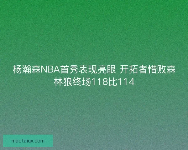 杨瀚森NBA首秀表现亮眼 开拓者惜败森林狼终场118比114