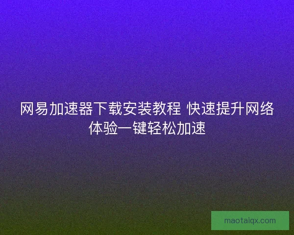 网易加速器下载安装教程 快速提升网络体验一键轻松加速